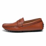 brown leather moccasin