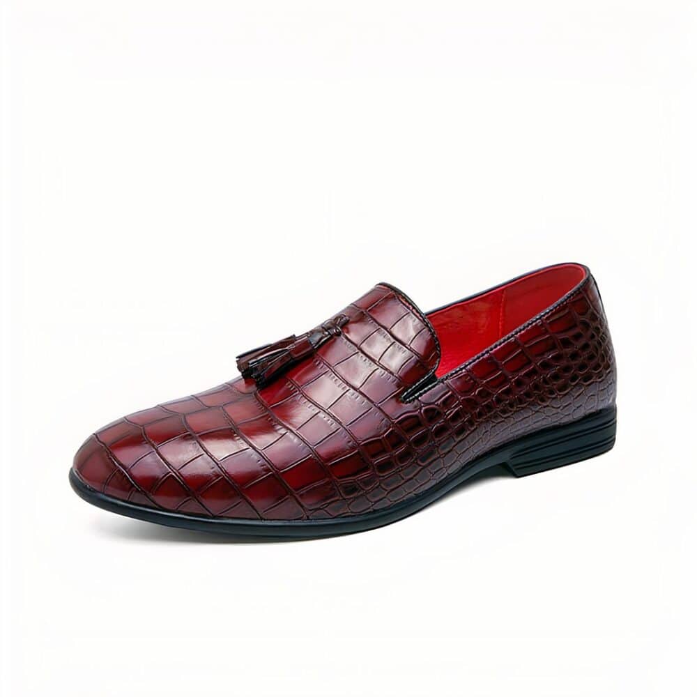 Moccasins in crocodile grain red patent leather - Image 2