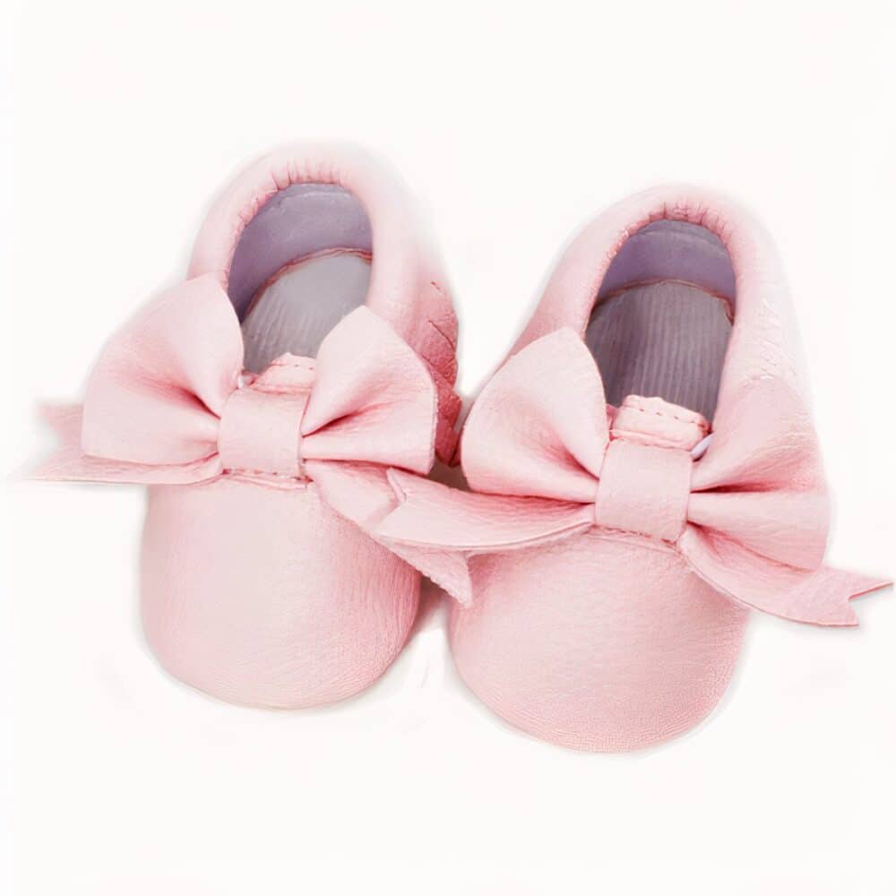 pink bow moccasin