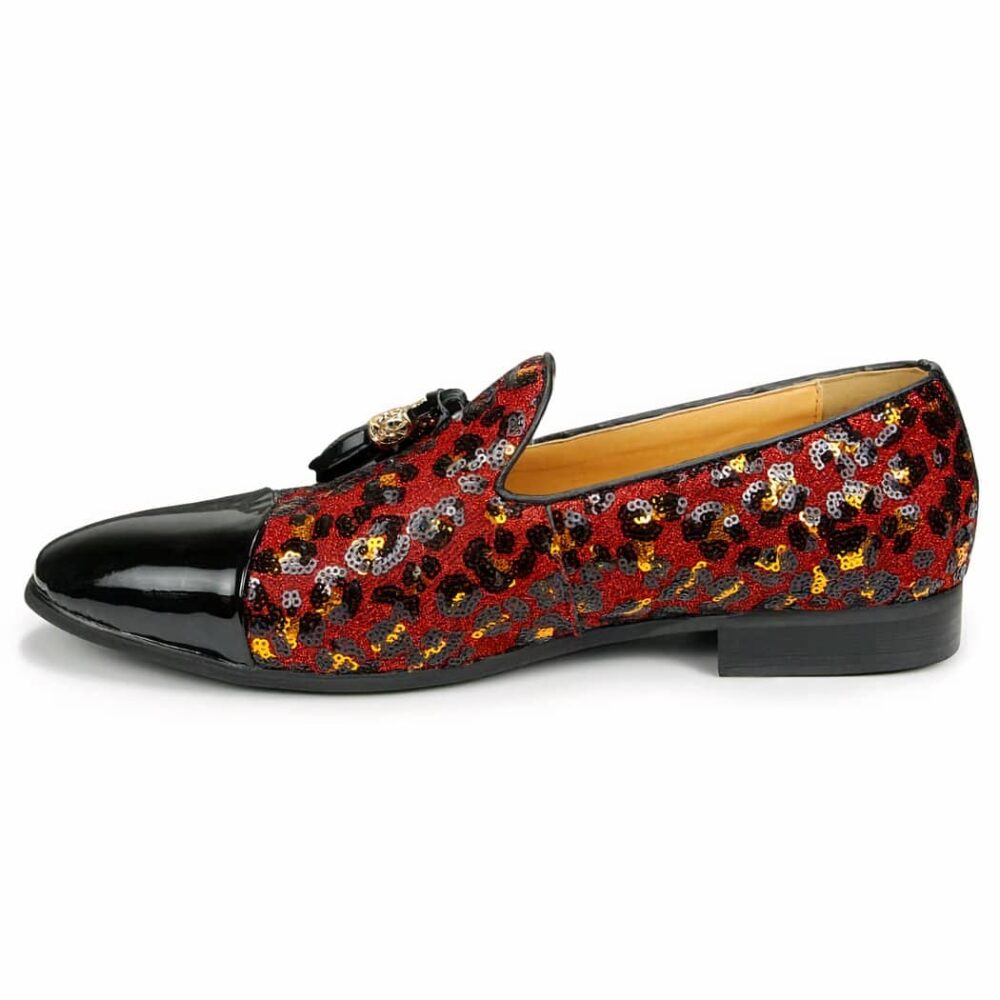 Patent leather loafers with tassels and sequins - Image 5