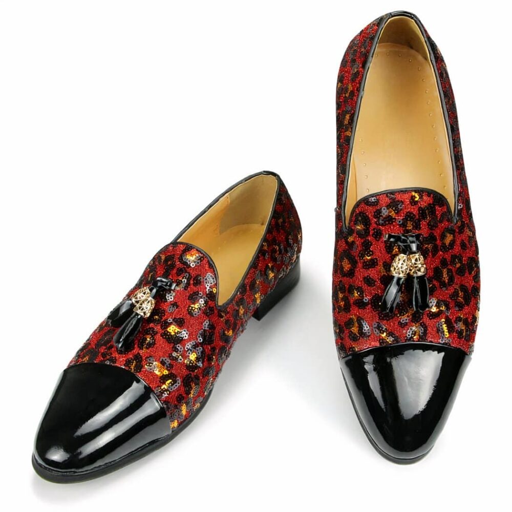 Patent leather loafers with tassels and sequins - Image 2