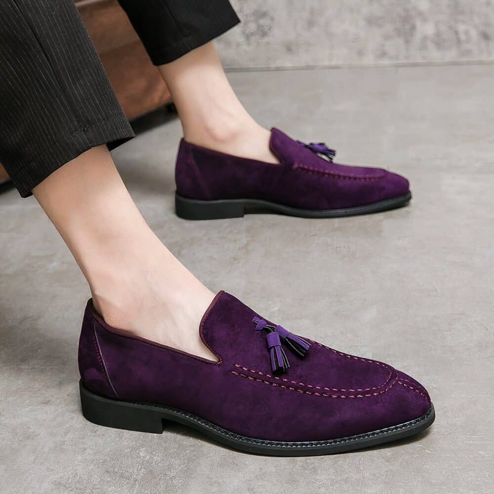 Purple suede loafers for men - Image 5