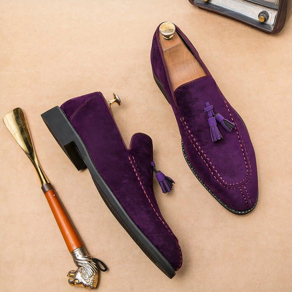Purple suede loafers for men - Image 2