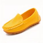 girl's moccasin in yellow leather