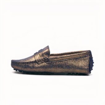 Photo of a brown moccasin on a white background
