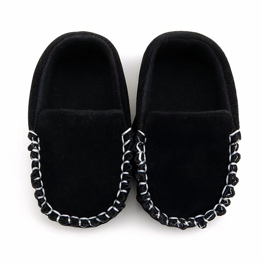 black suede baby moccasin