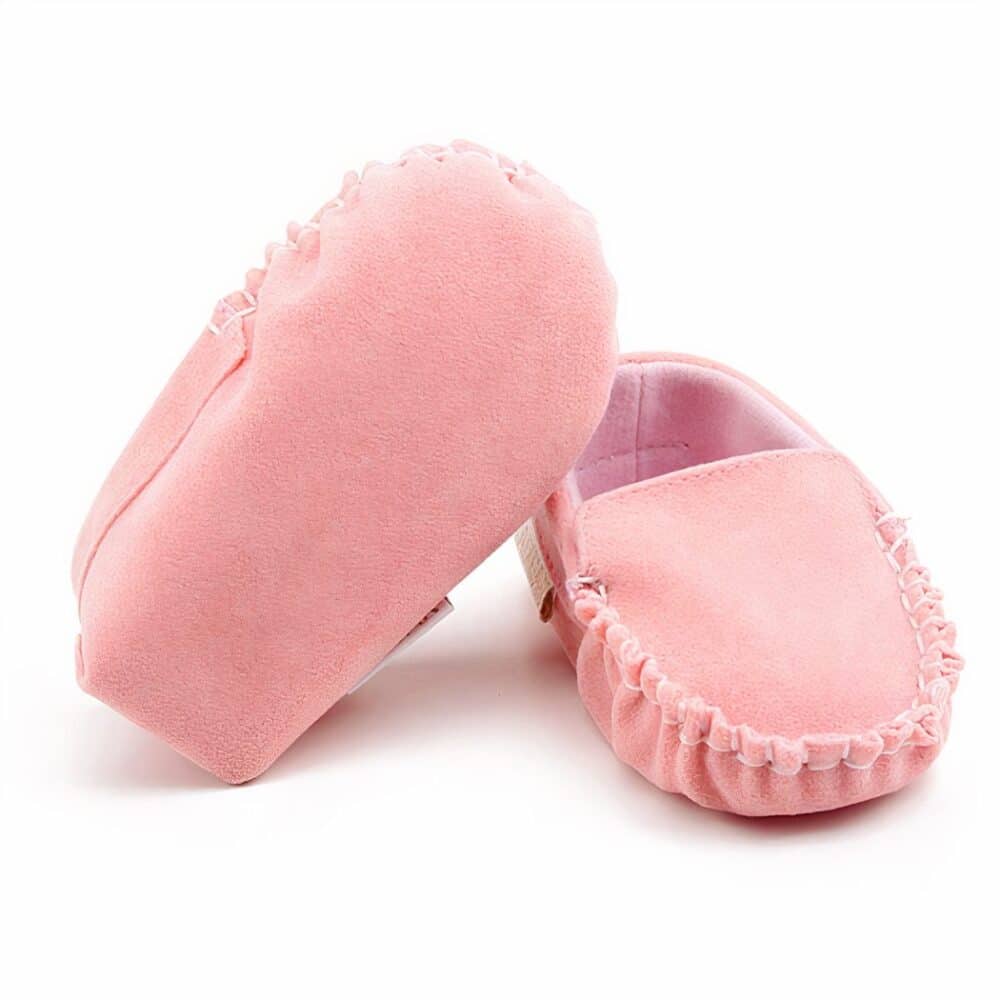 baby pink suede moccasin