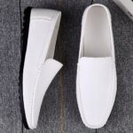 men's white leather moccasin