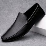 men's black leather moccasin