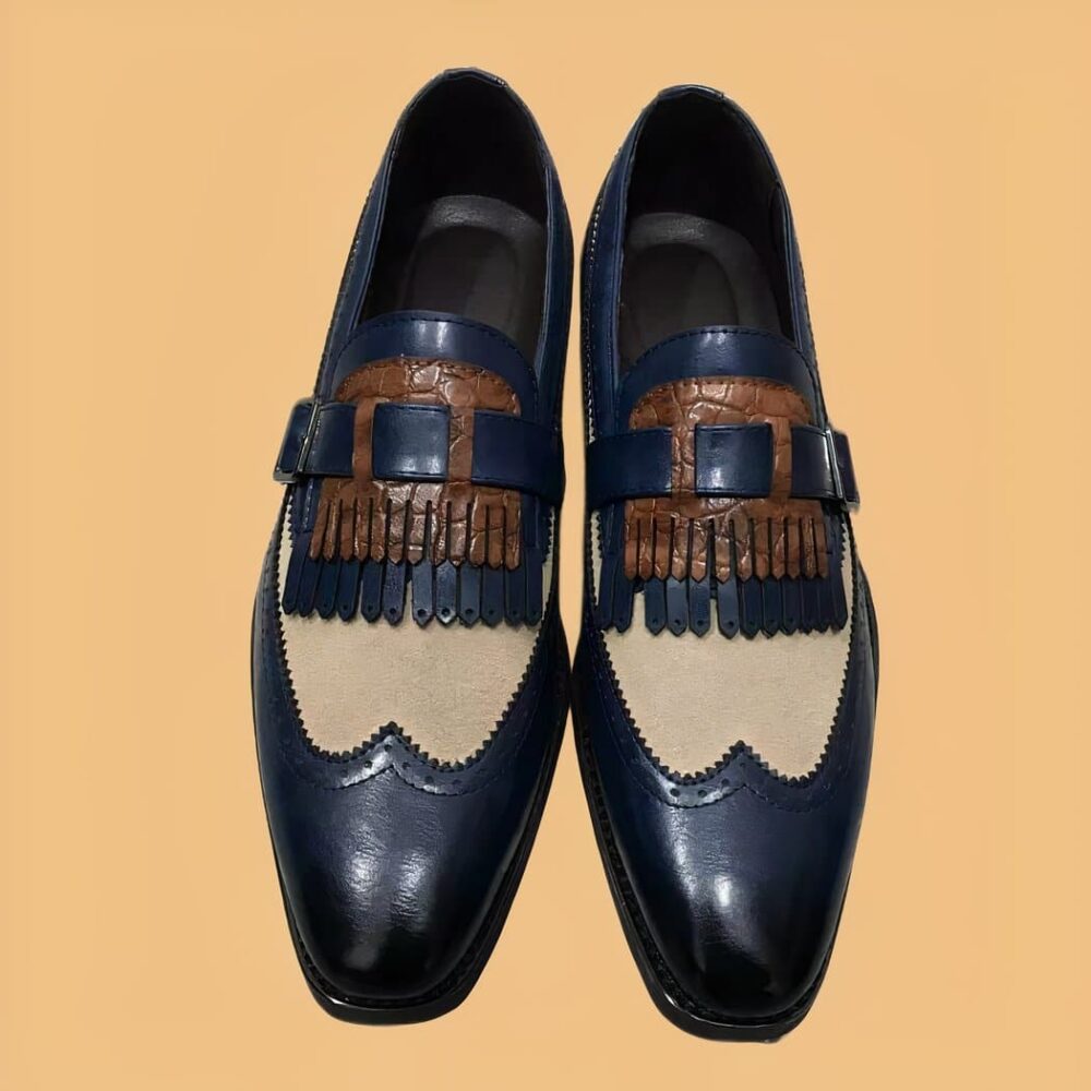 Two-tone fringed loafers with buckle - Image 6
