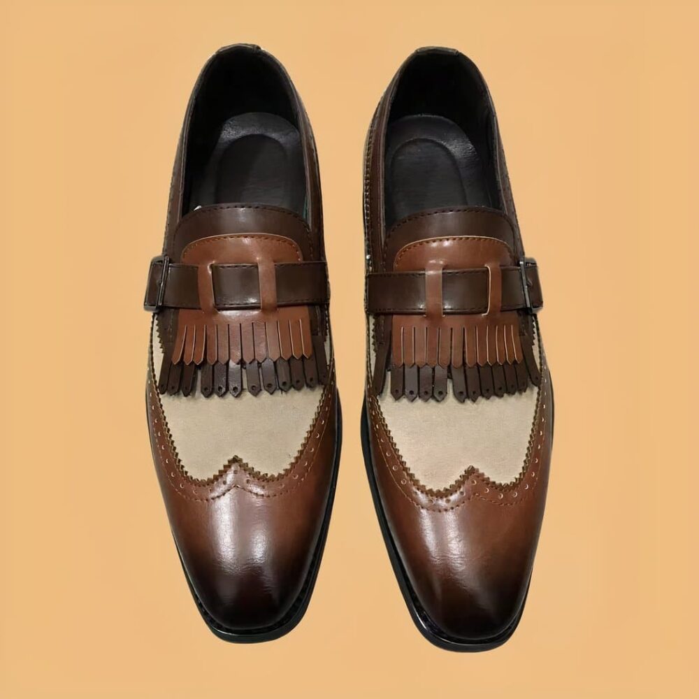 Two-tone fringed loafers with buckle - Image 5