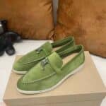 green suede moccasin