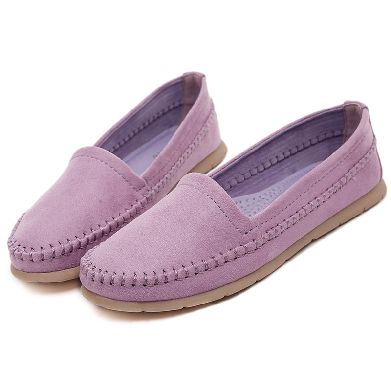 pink suede flat moccasin