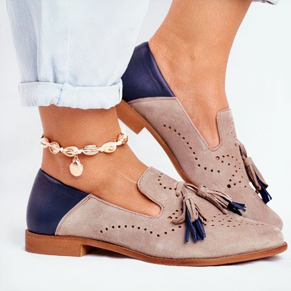 Women's pink and blue tassel loafers - Image 5