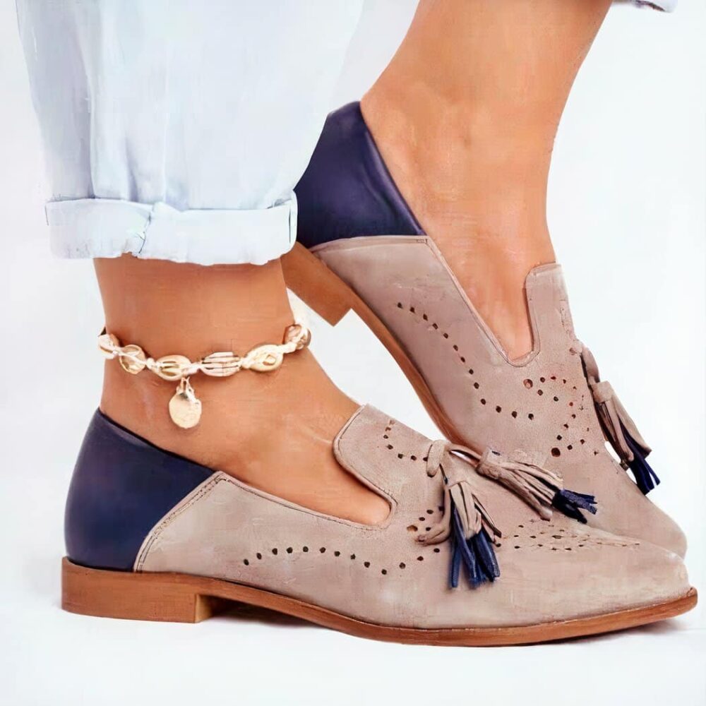 Women's pink and blue tassel loafers - Image 6