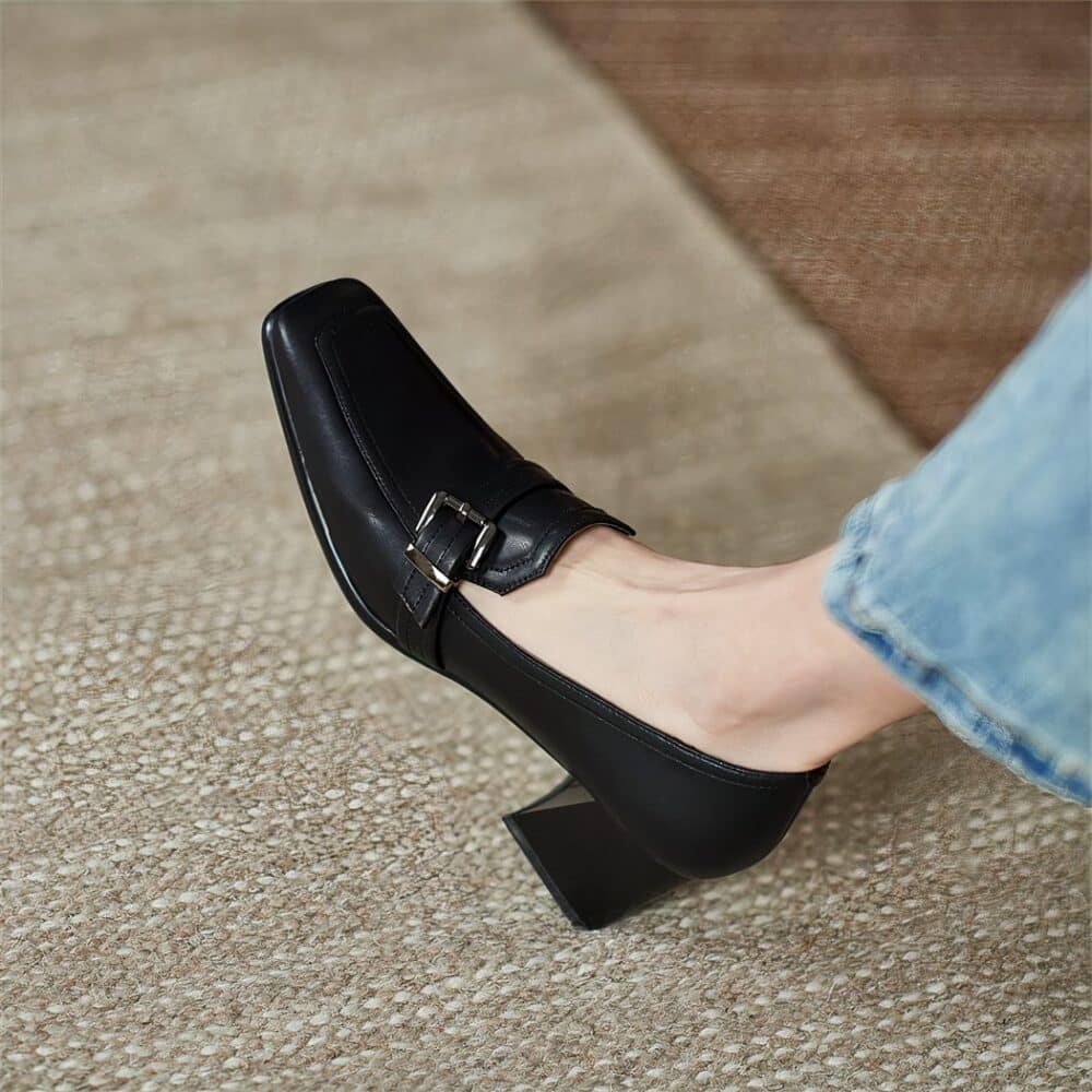 Women's square loafers in genuine leather - Image 6