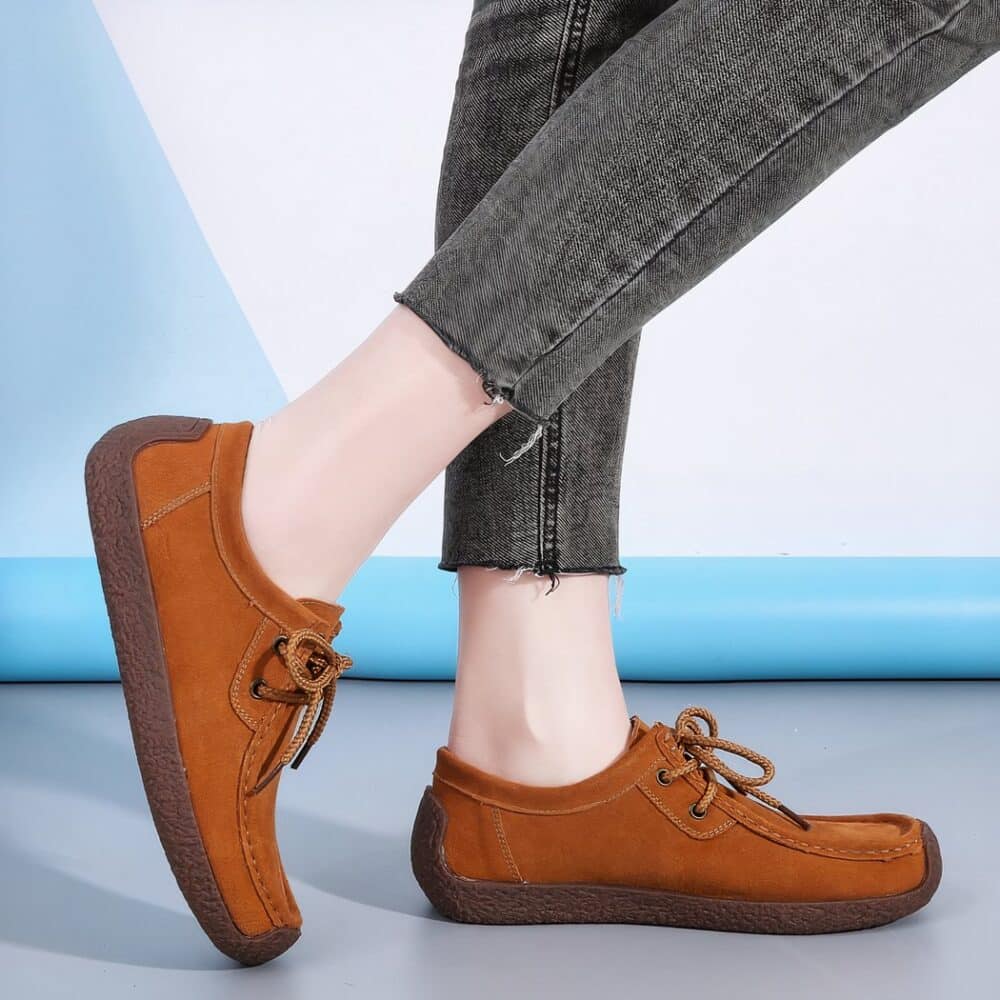 Genuine suede lace-up loafers for women - Image 6
