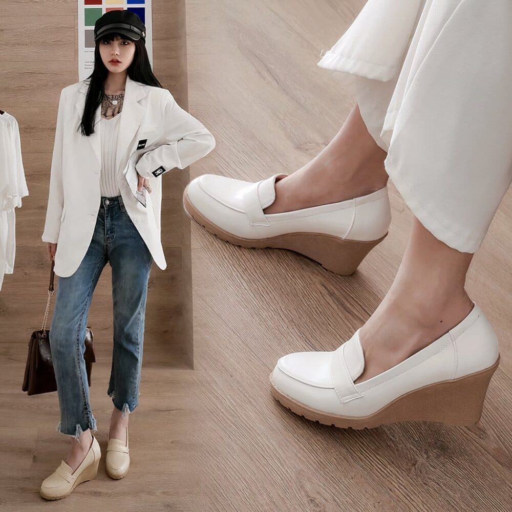 Women's wedge-heeled loafers - Image 2