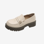 Platform leather loafers for women