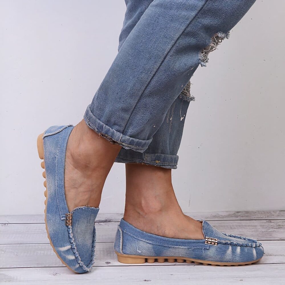 Casual soft loafers in faded denim - Image 3