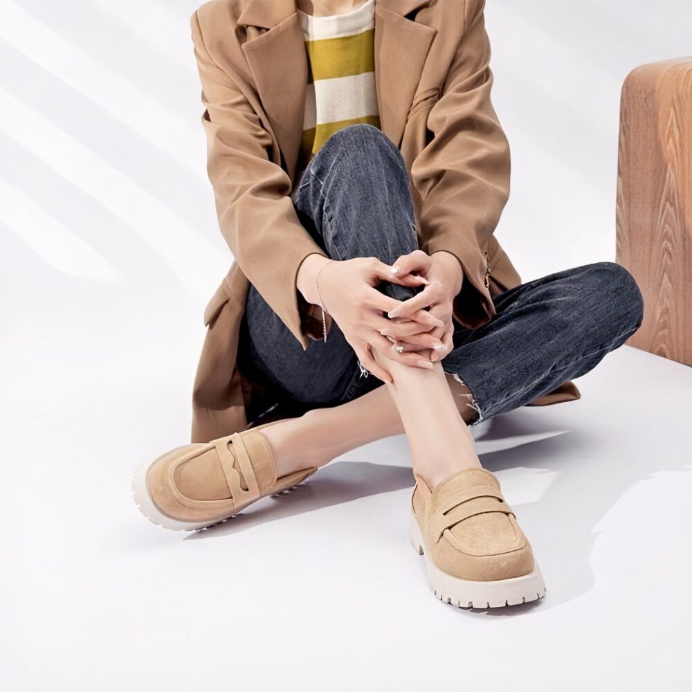 Classic genuine suede loafers with thick sole - Image 23