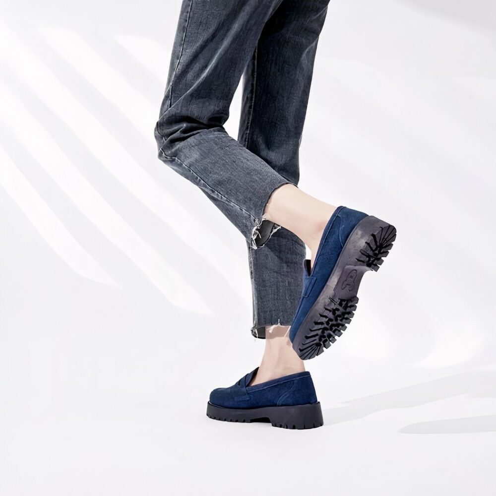 Classic genuine suede loafers with thick sole - Image 13