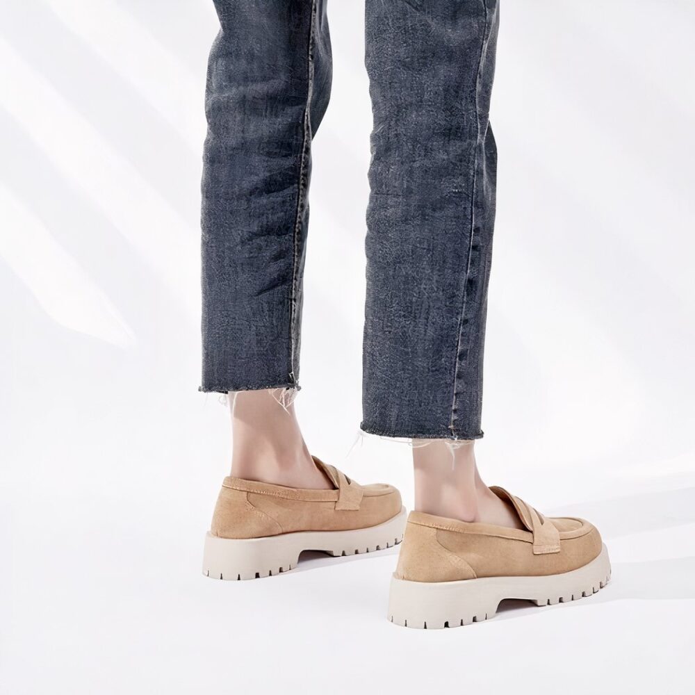 Classic genuine suede loafers with thick sole - Image 11