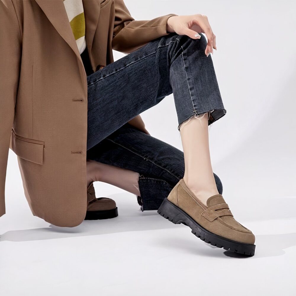 Classic genuine suede loafers with thick sole - Image 4
