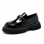 Men's patent leather slip-on platform loafers