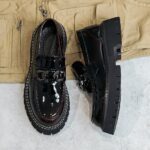 Men's patent leather slip-on platform loafers