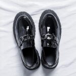 Men's patent leather slip-on platform loafers