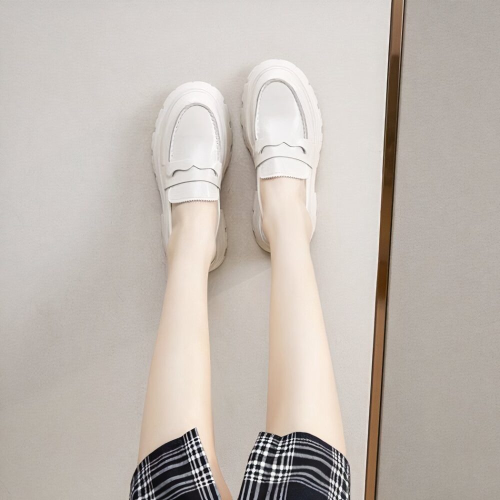 Moccasins in smooth synthetic leather with thick sole - Image 12