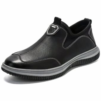 Photo of an orthopedic moccasin in black leather for men