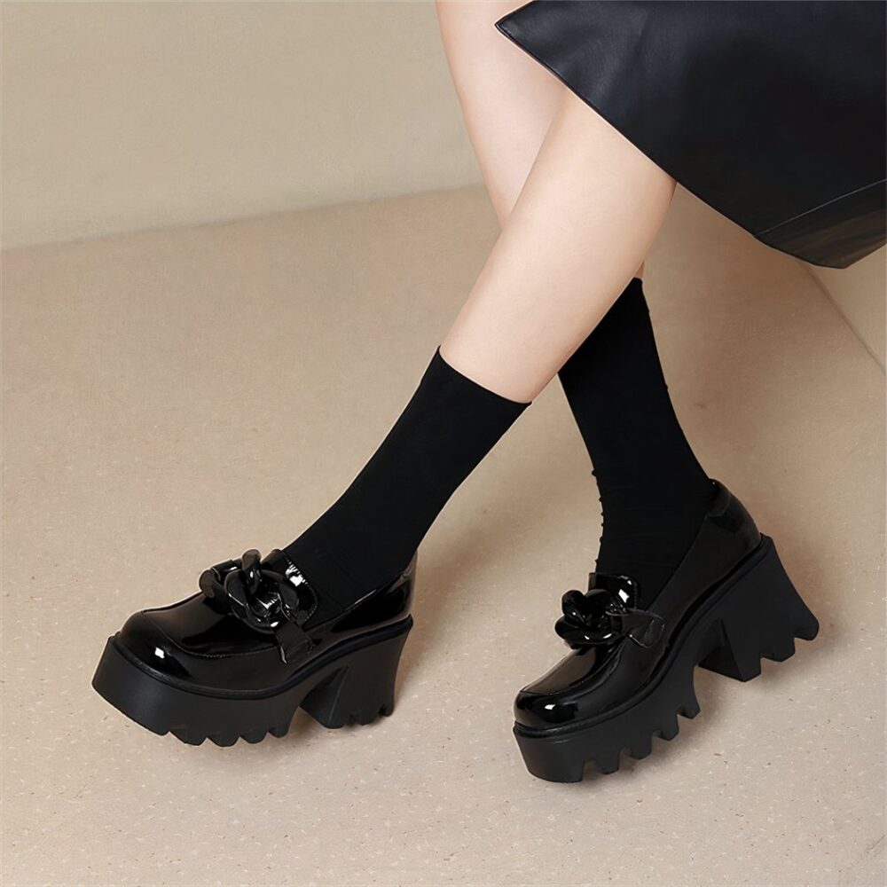 Patent loafers with thick sole and big buckle - Image 2