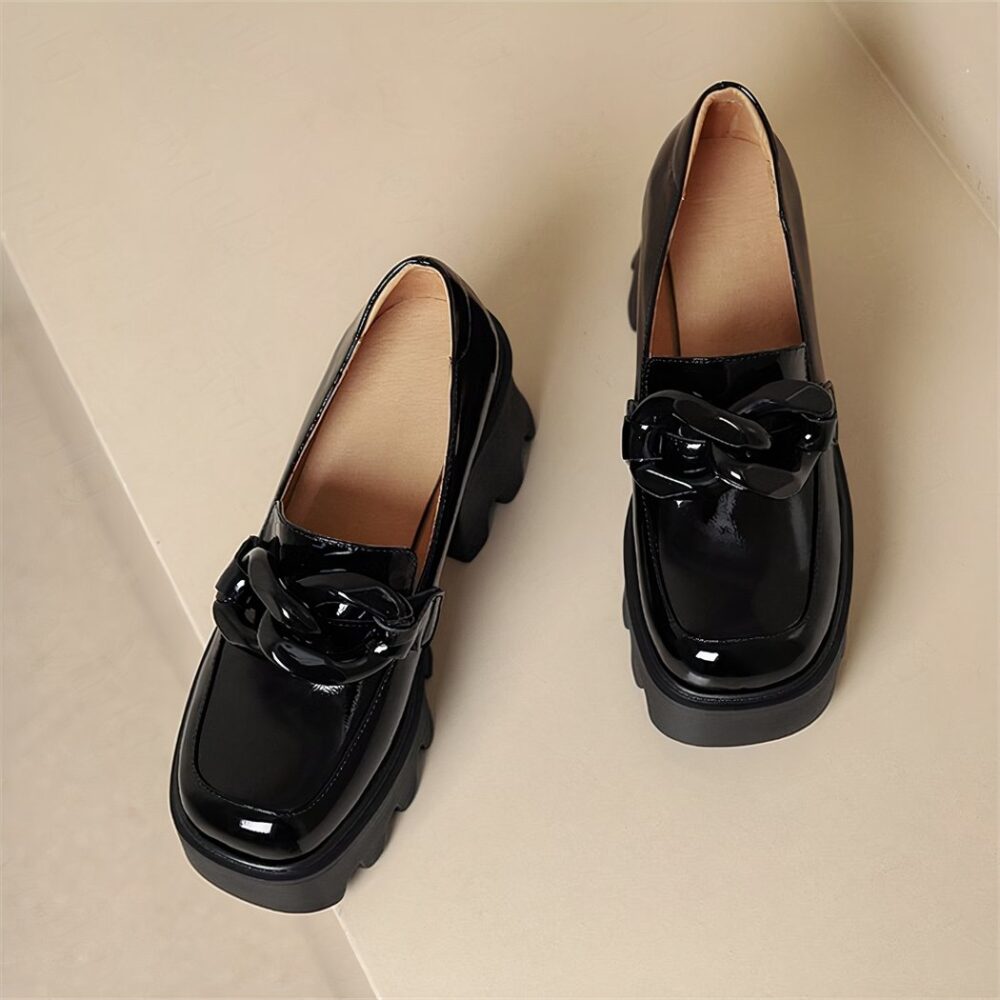 Patent loafers with thick sole and big buckle - Image 9