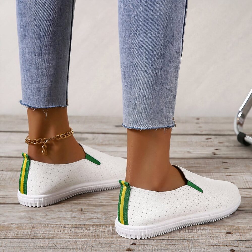 Soft loafers in perforated white synthetic leather - Image 2