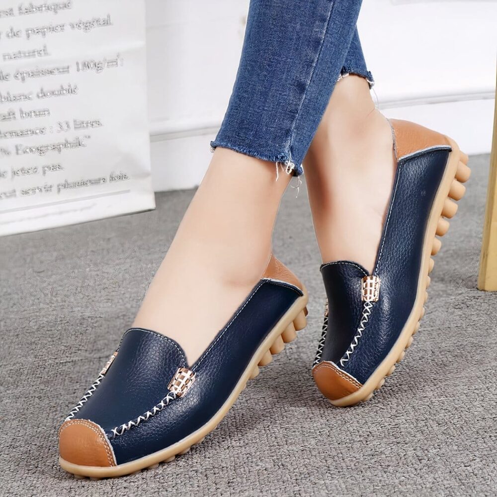 Soft two-tone leather-effect loafers - Image 5