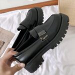 Women's black British platform loafers