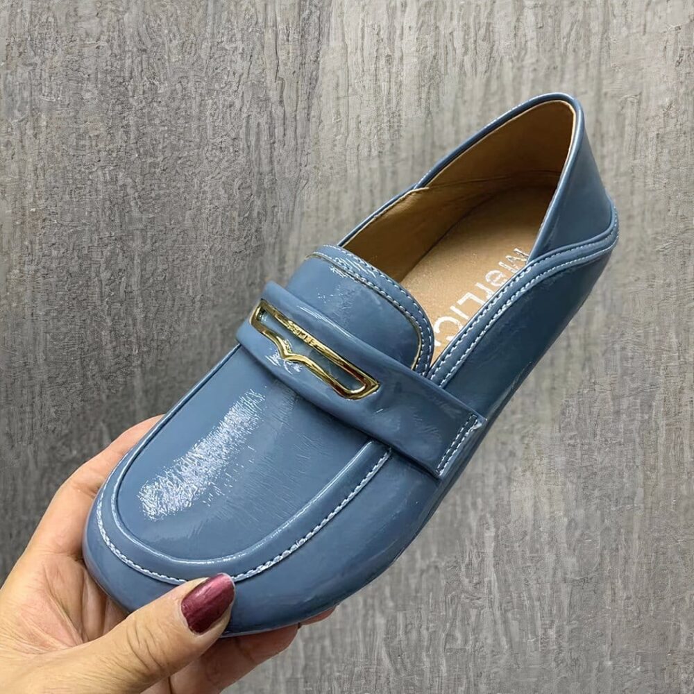 Women's round-toe patent leather loafers - Image 3
