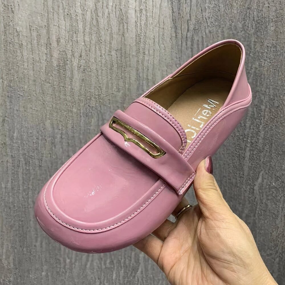 Women's round-toe patent leather loafers - Image 7