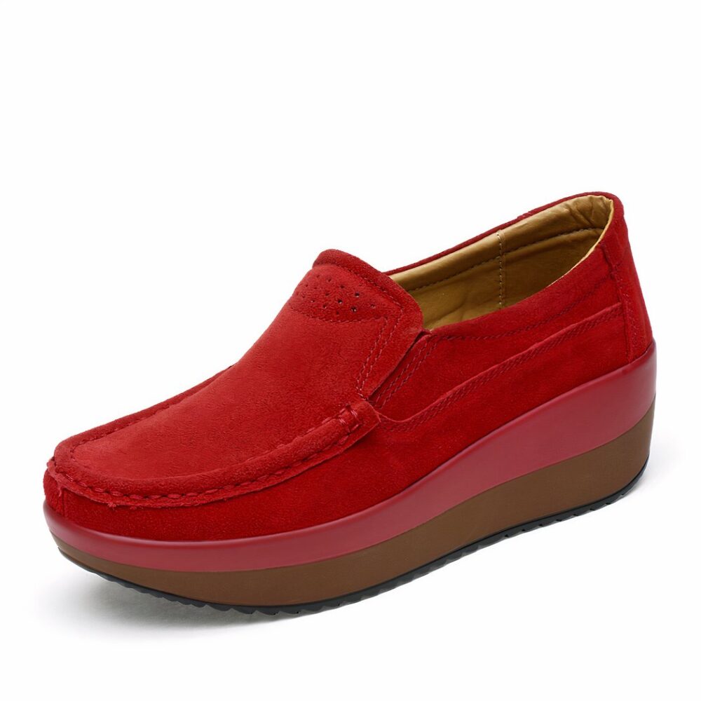 Genuine suede leather platform loafers for women - Image 6