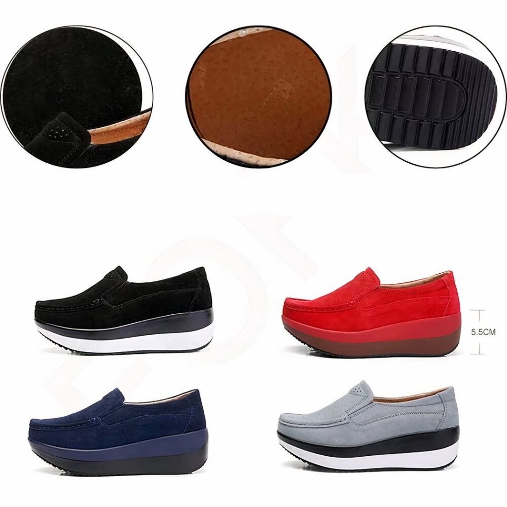 Genuine suede leather platform loafers for women - Image 8