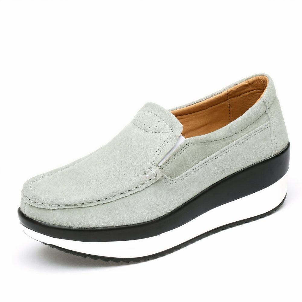 Genuine suede leather platform loafers for women - Image 9