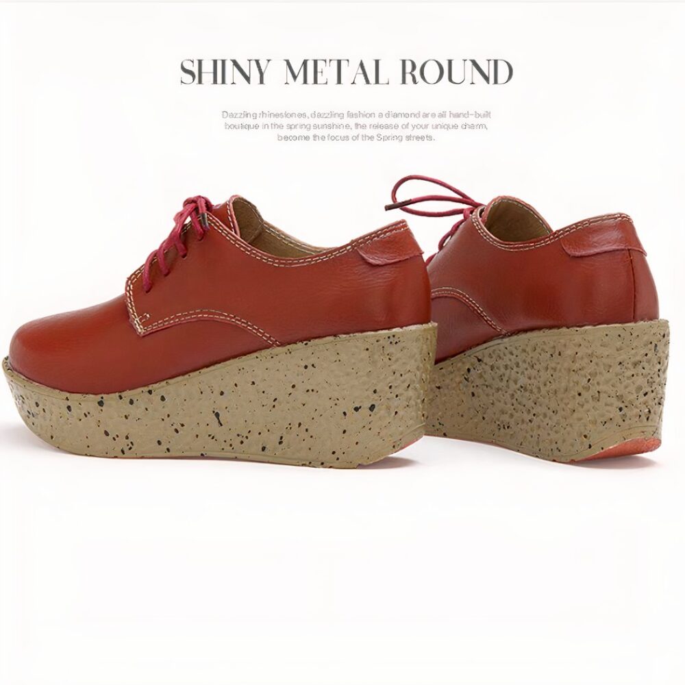 Women's synthetic leather wedge loafers - Image 4