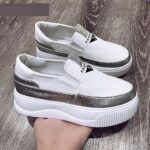 white leather wedge loafer