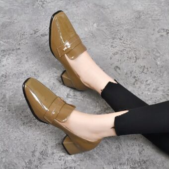 Women's patent leather moccasins with heels