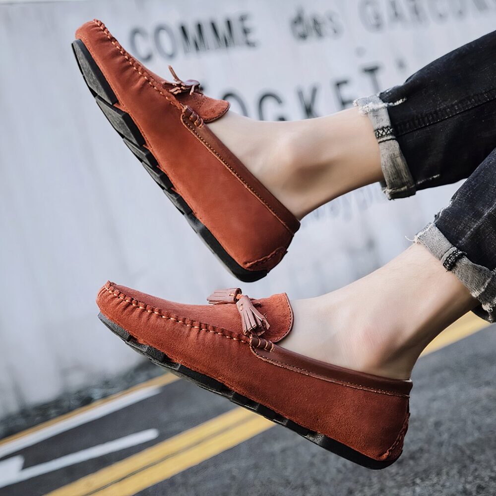 Breathable synthetic suede loafers for men - Image 4
