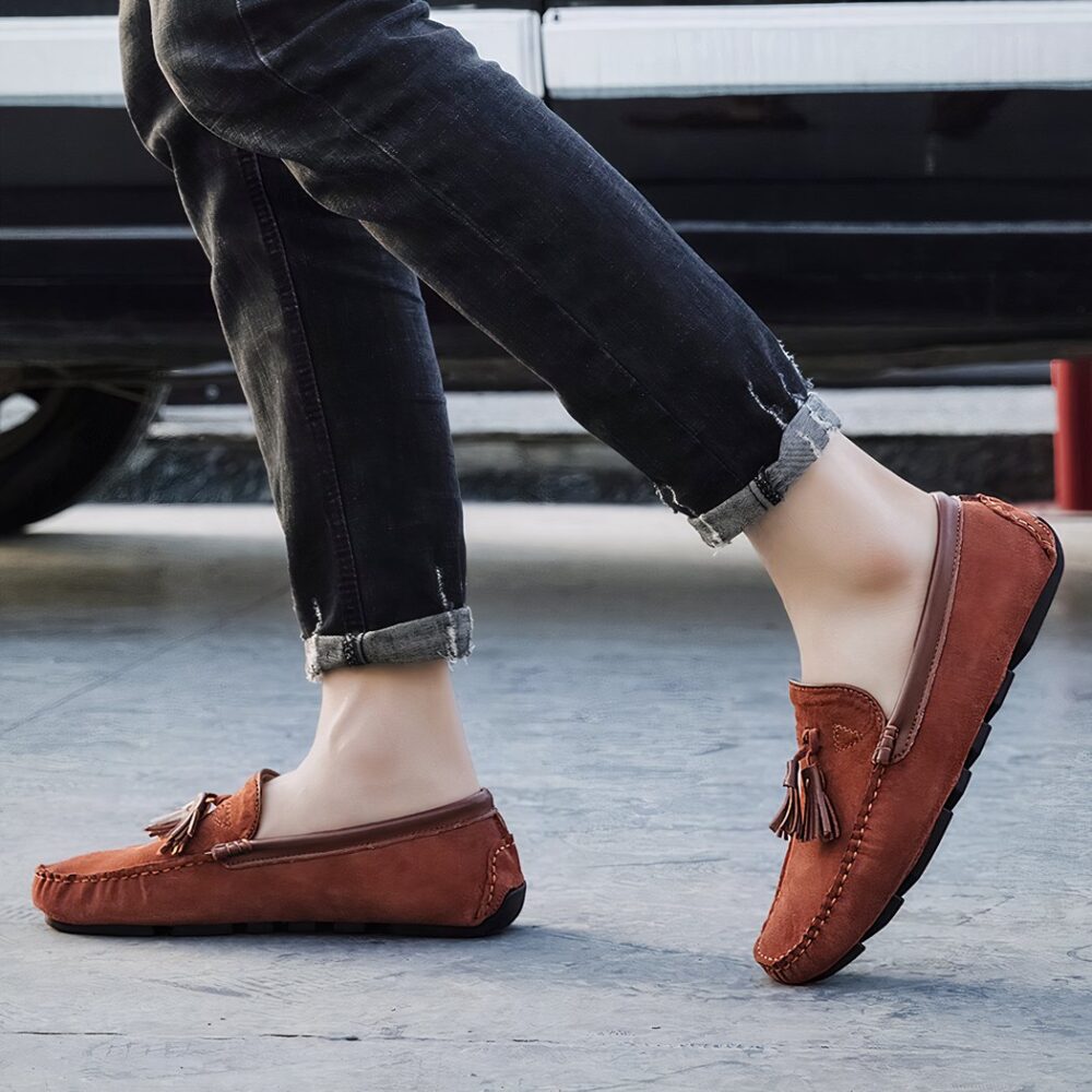 Breathable synthetic suede loafers for men - Image 3