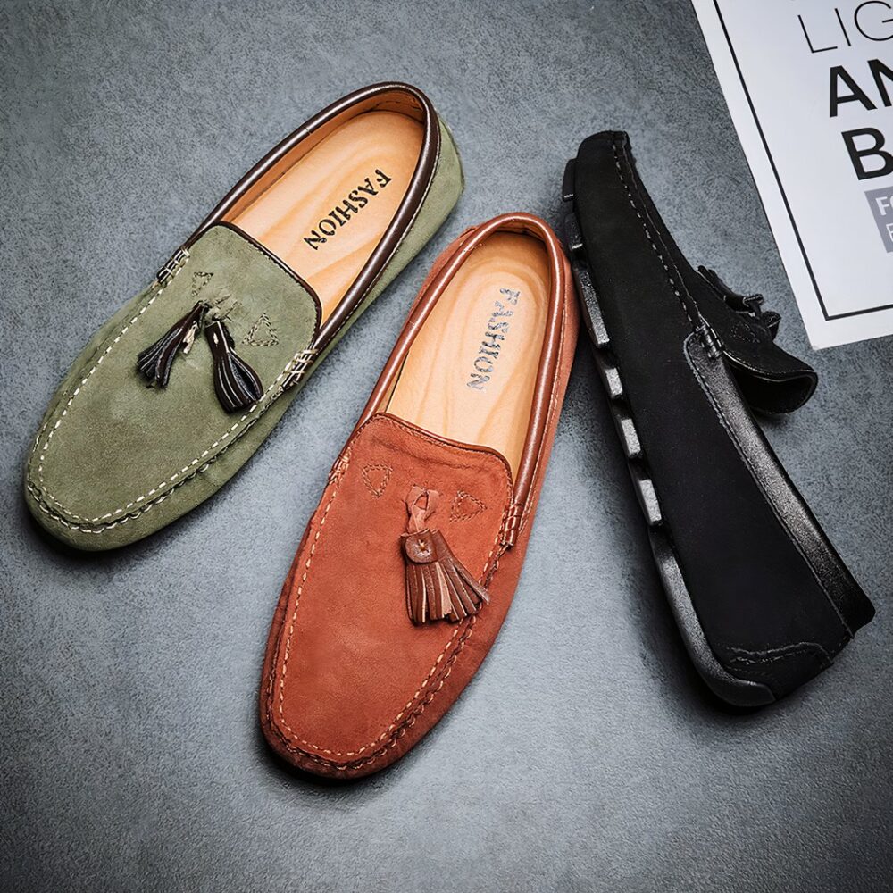 Breathable synthetic suede loafers for men - Image 2