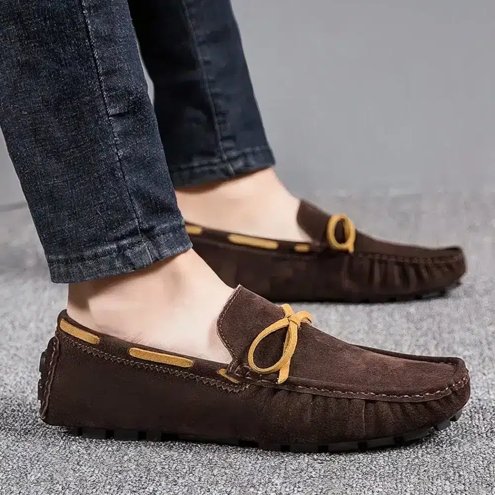 Classic suede-effect slip-on loafers for men - Image 6